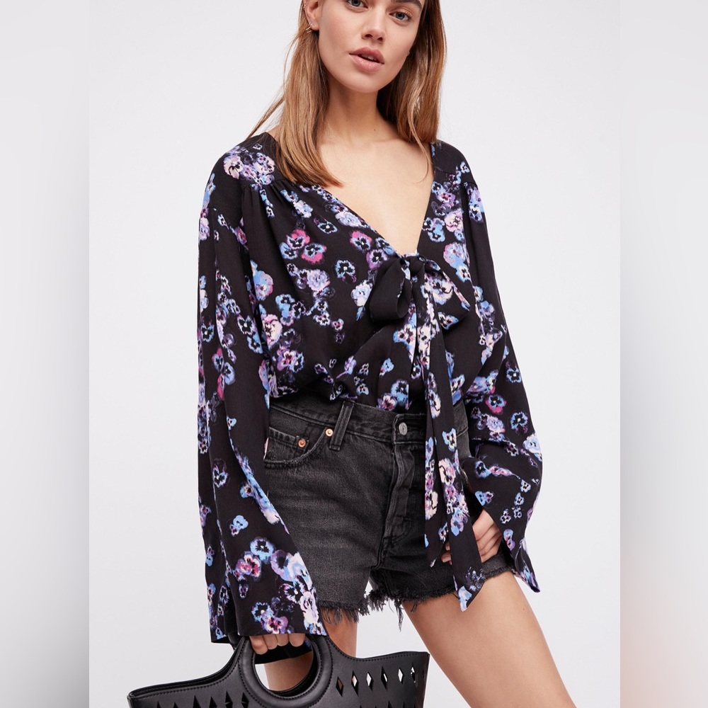 FREE PEOPLE - Women's Black Forties Feels Printed Bodysuit (Black)